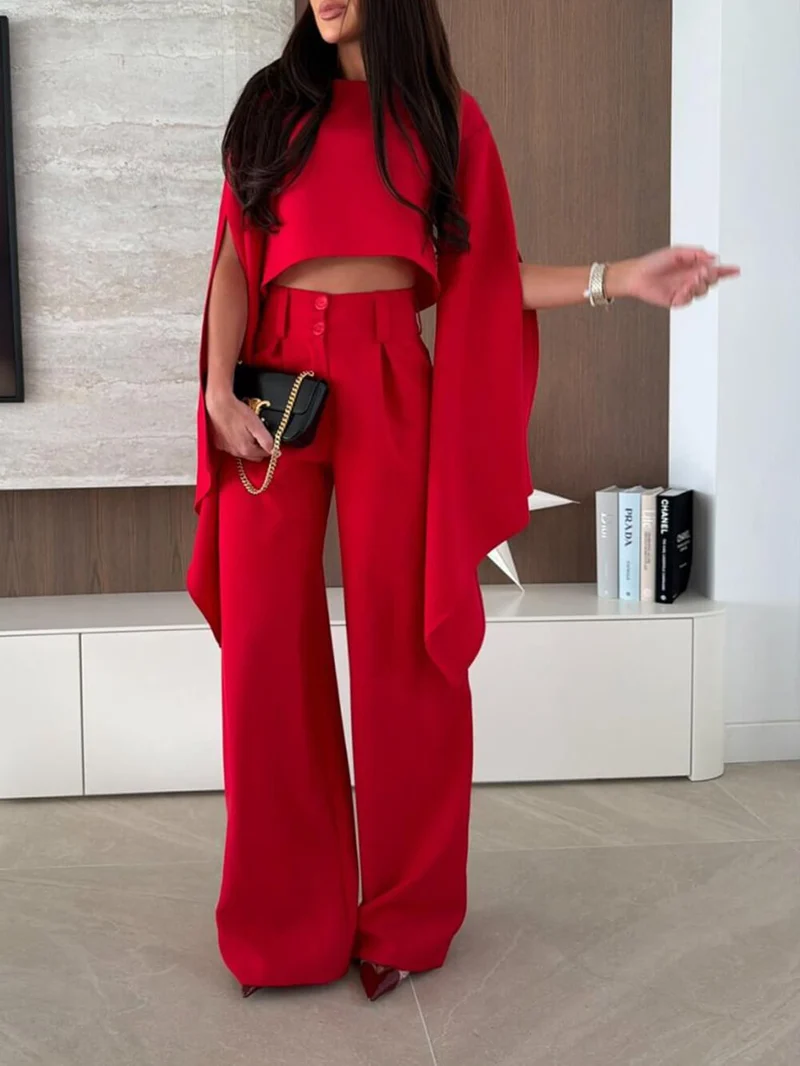 Exquisite Asymmetrical Flared Sleeve Loose Top