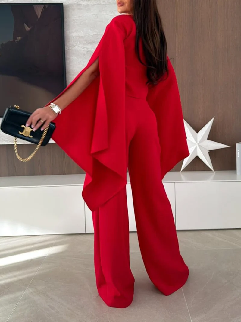 Exquisite Pleated High-Waist Pockets Straight-Leg Pants