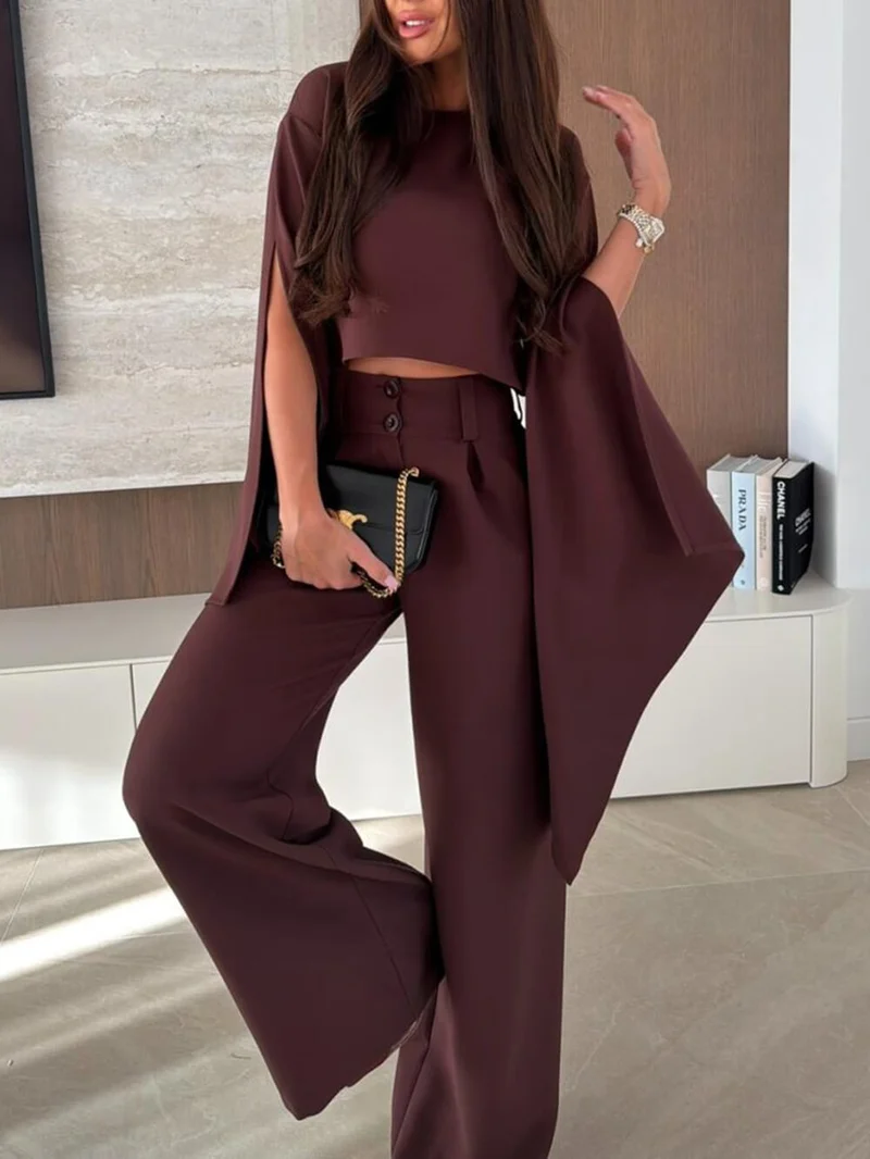Exquisite Pleated High-Waist Pockets Straight-Leg Pants
