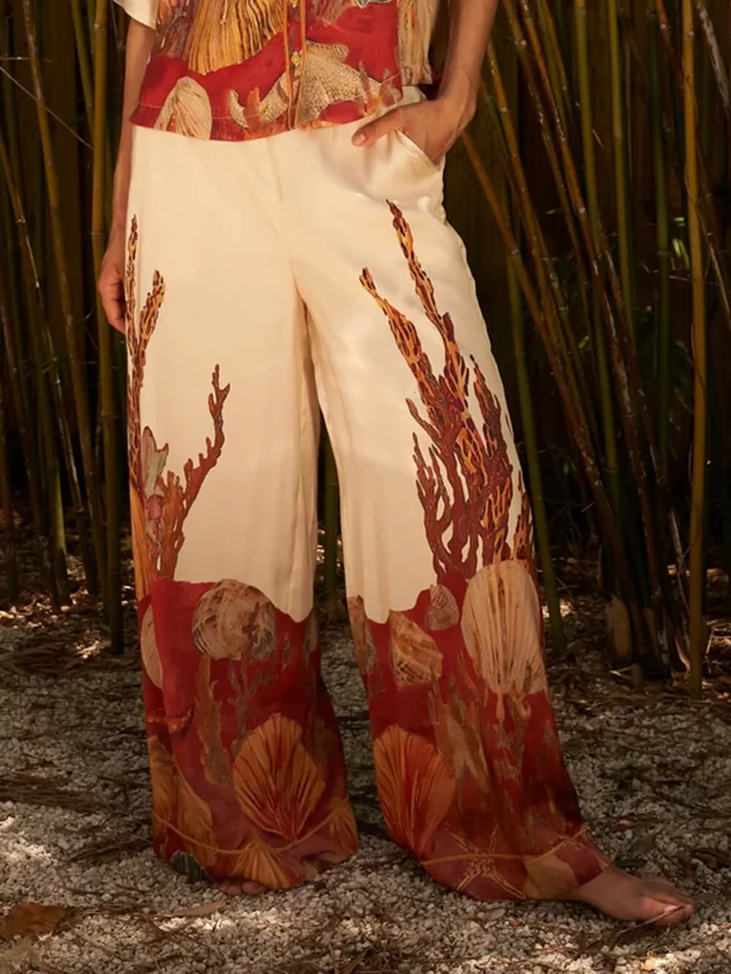 Exquisite Printed Collared Three-Quarter Sleeve Kimono Top