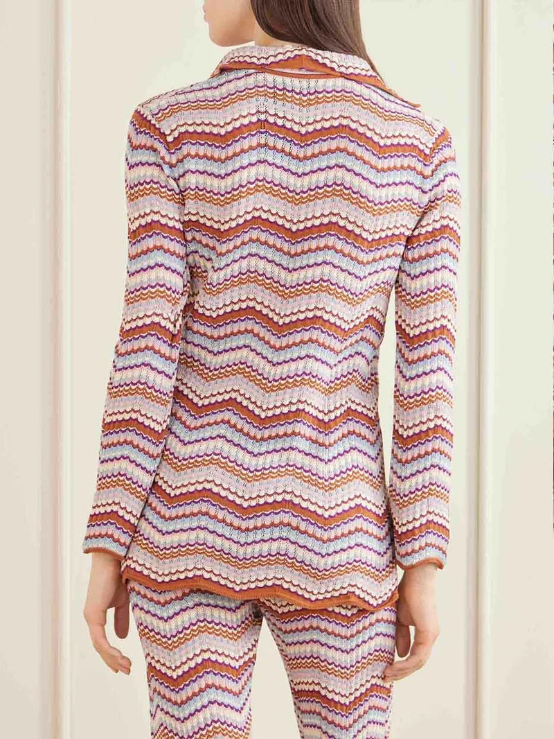 Casual Zigzag Stripe Knit Two-Piece Set