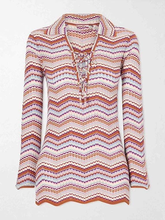 Casual Zigzag Stripe Knit Two-Piece Set