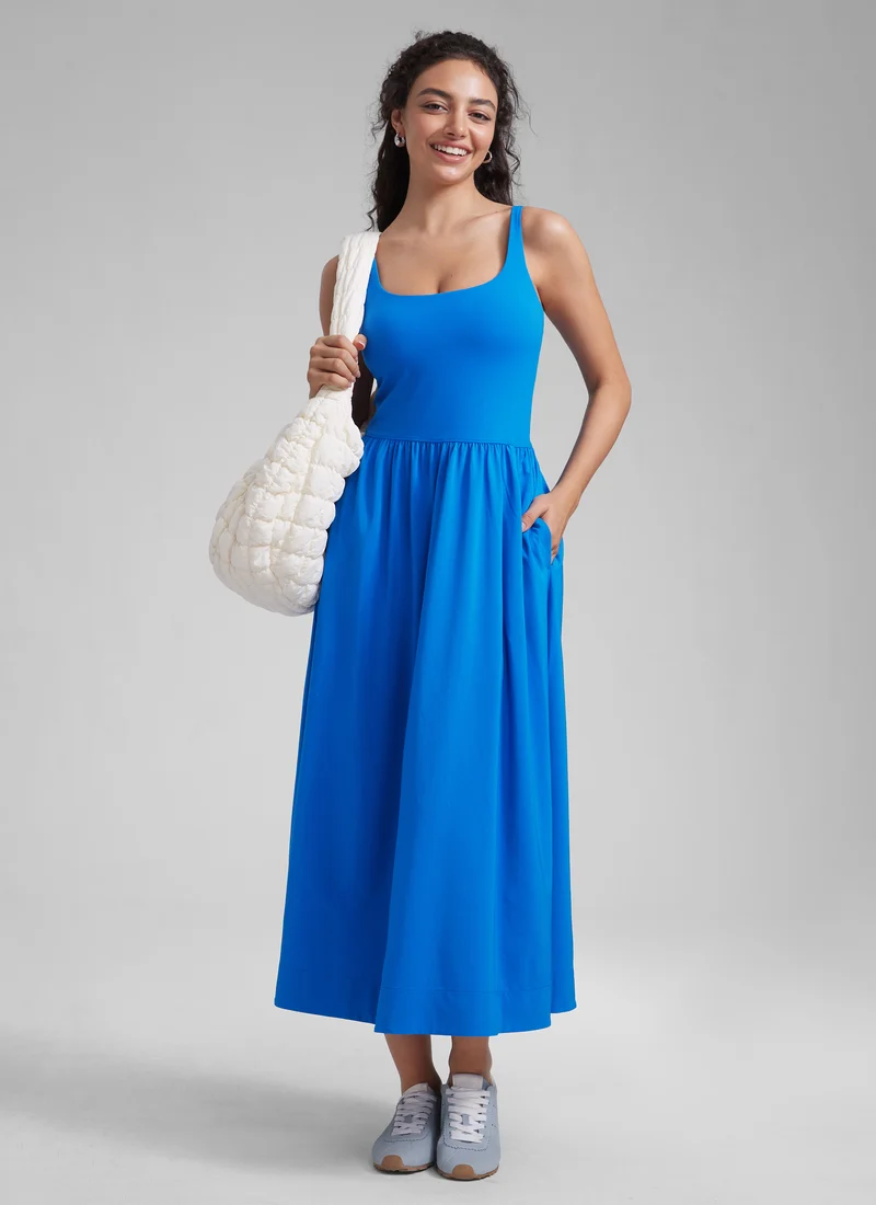 Square Neck Sleeveless Pocket Dress