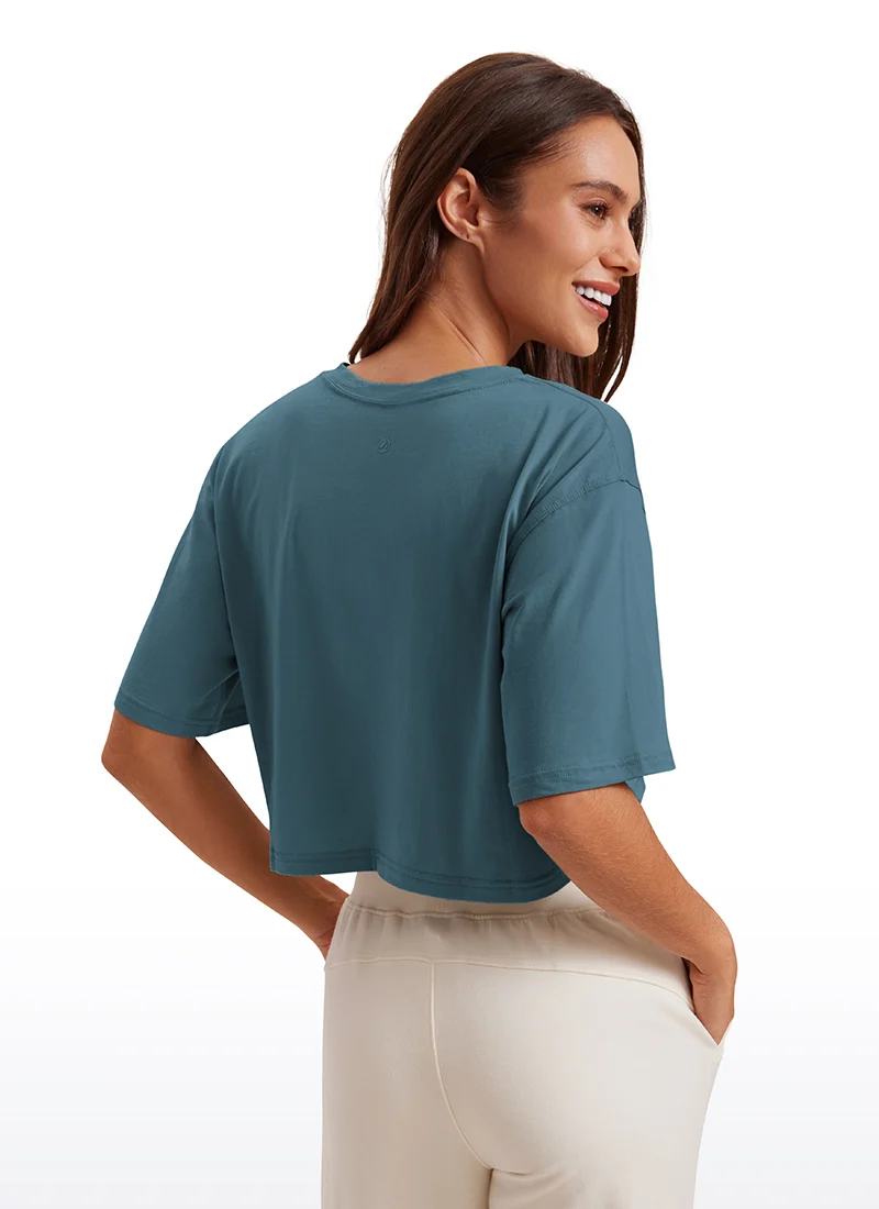 Pima Cotton Cropped Short Sleeve