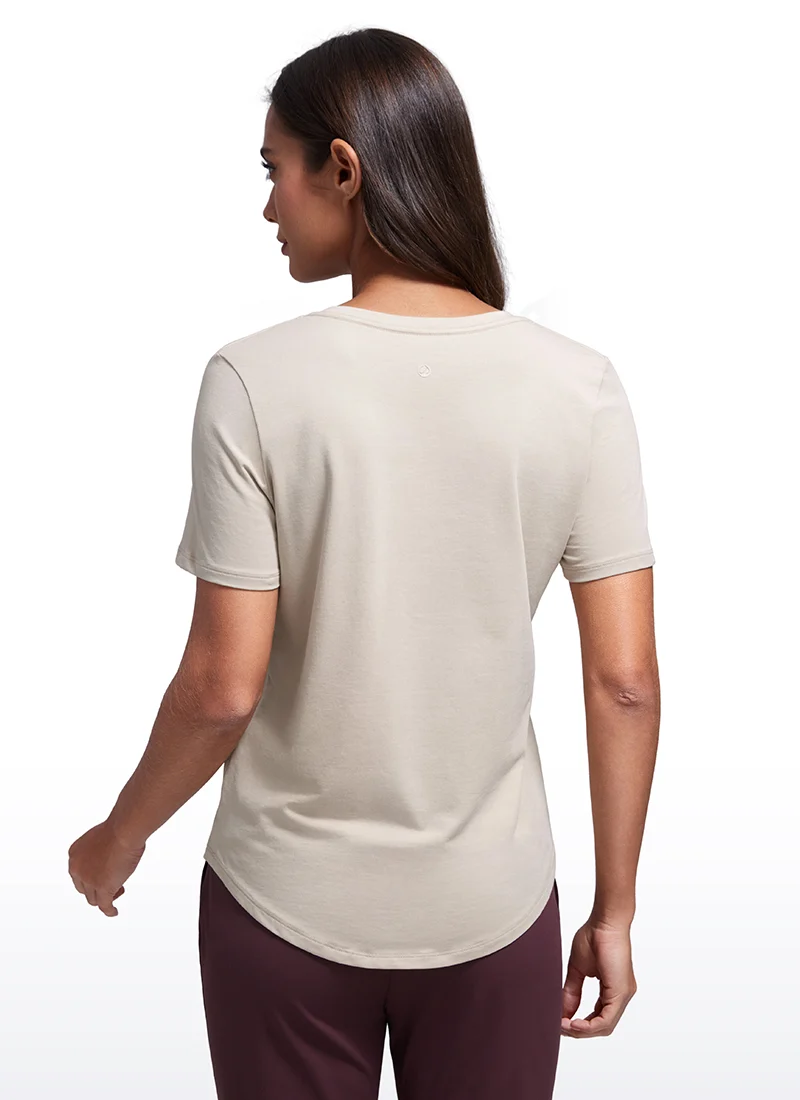 Pima Cotton Pro V Neck Short Sleeve