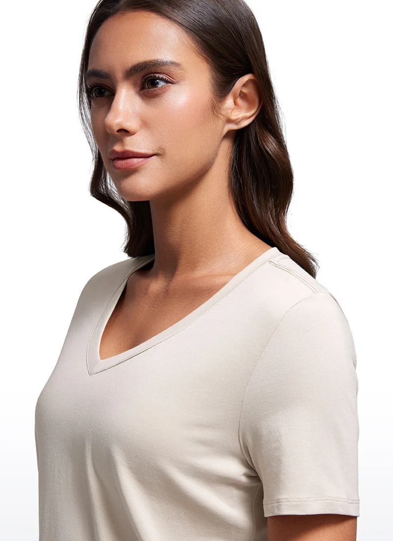 Pima Cotton Pro V Neck Short Sleeve