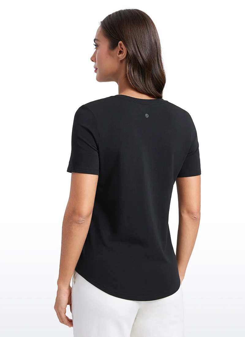 Pima Cotton Pro V Neck Short Sleeve
