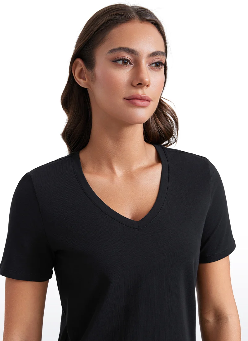 Pima Cotton Pro V Neck Short Sleeve