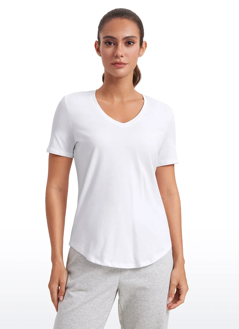 Pima Cotton Pro V Neck Short Sleeve