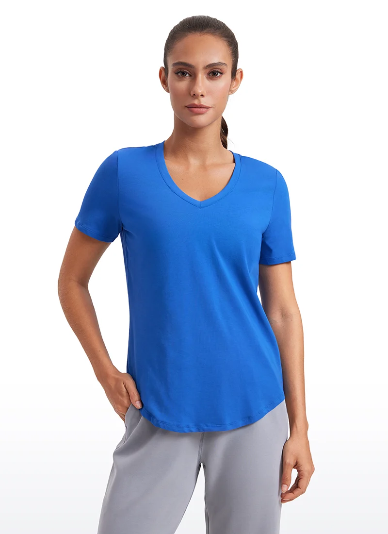 Pima Cotton Pro V Neck Short Sleeve