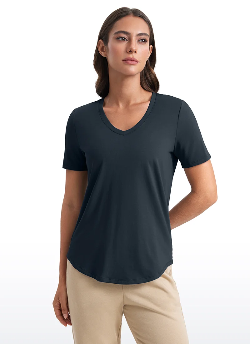 Pima Cotton Pro V Neck Short Sleeve