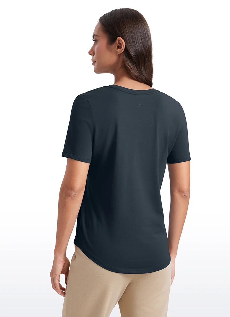 Pima Cotton Pro V Neck Short Sleeve