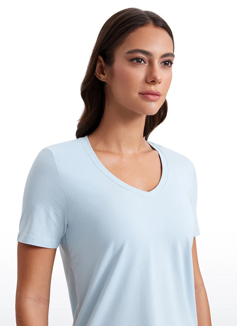 Pima Cotton Pro V Neck Short Sleeve