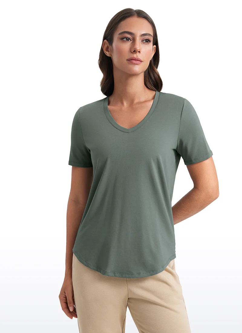 Pima Cotton Pro V Neck Short Sleeve