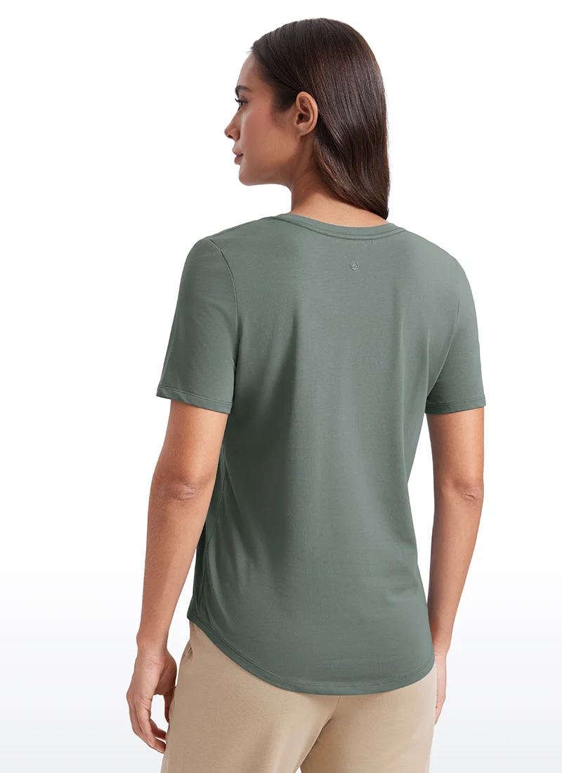 Pima Cotton Pro V Neck Short Sleeve