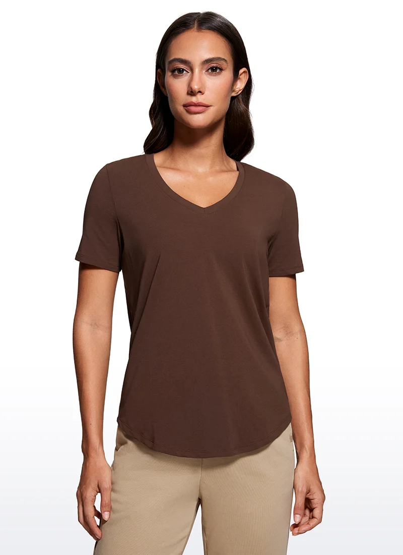 Pima Cotton Pro V Neck Short Sleeve