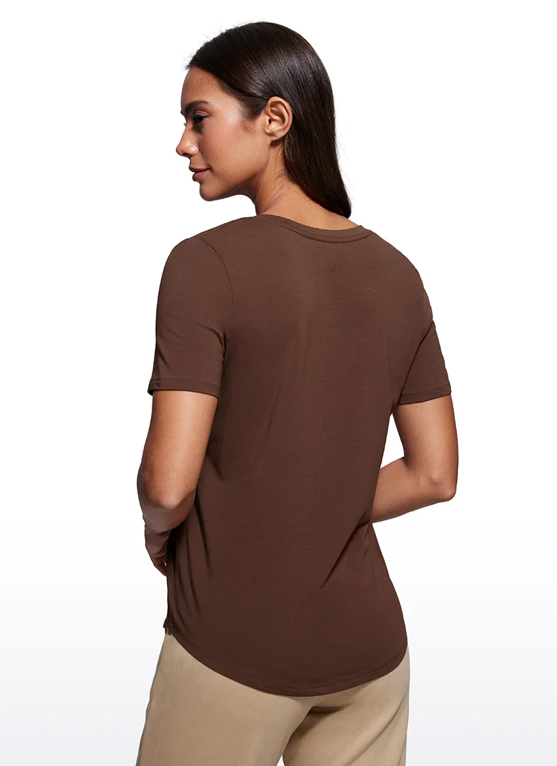 Pima Cotton Pro V Neck Short Sleeve