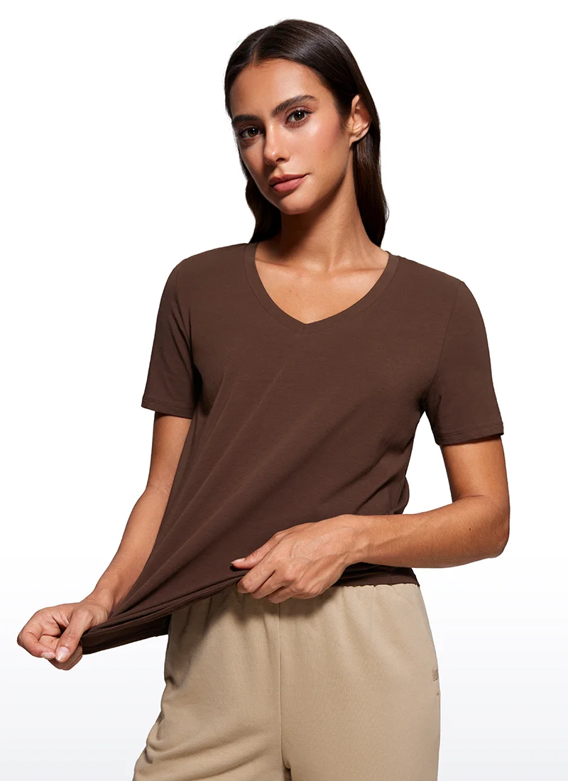 Pima Cotton Pro V Neck Short Sleeve