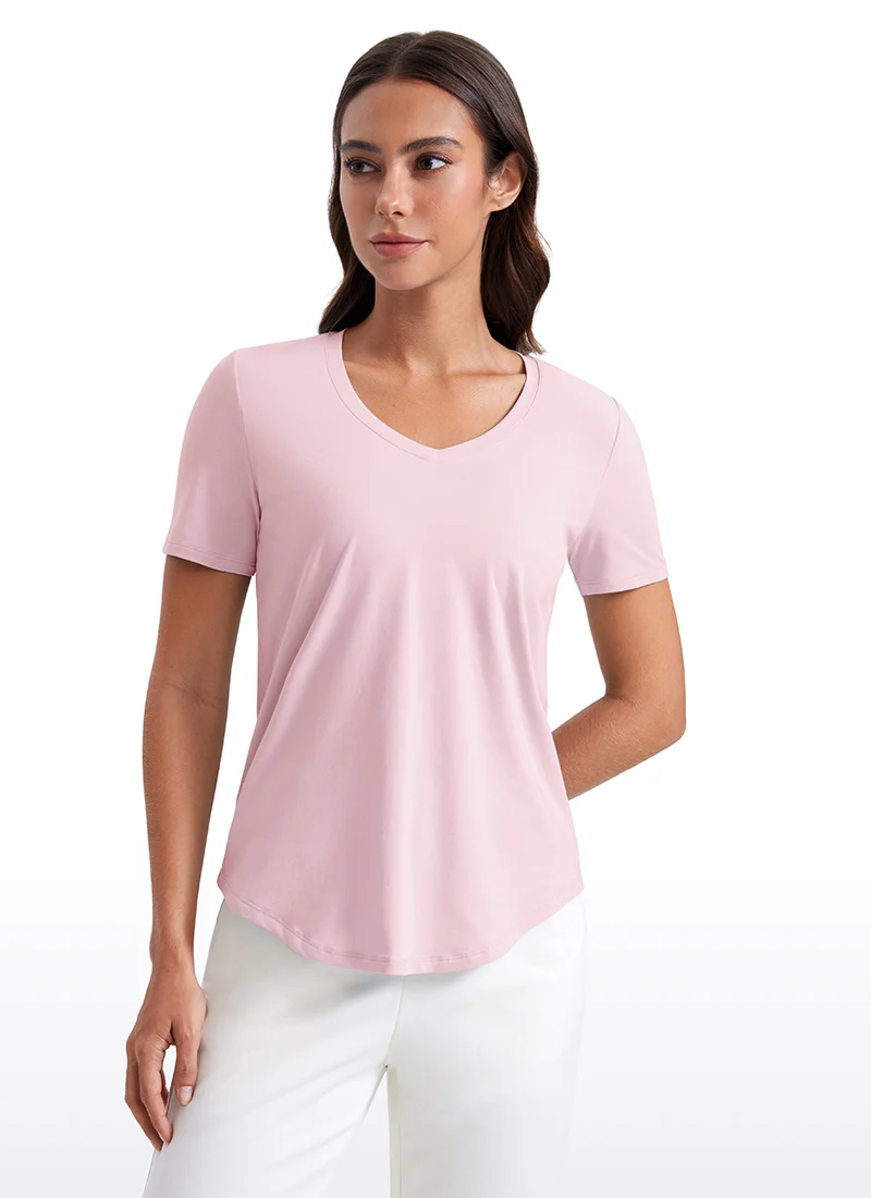 Pima Cotton Pro V Neck Short Sleeve