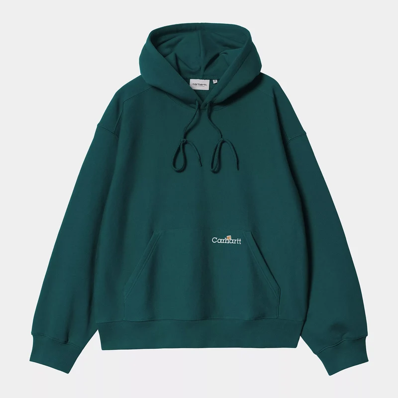 Hooded Label Script Sweat Malachite