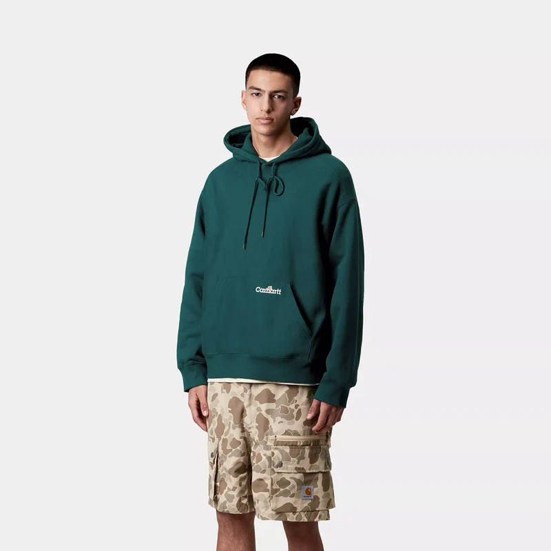 Hooded Label Script Sweat Malachite