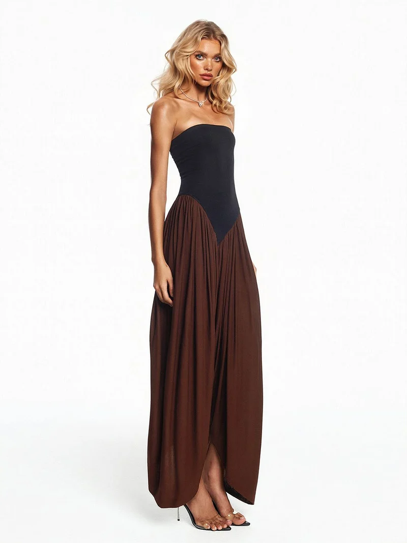 Strapless Pleated Harem Jumpsuit