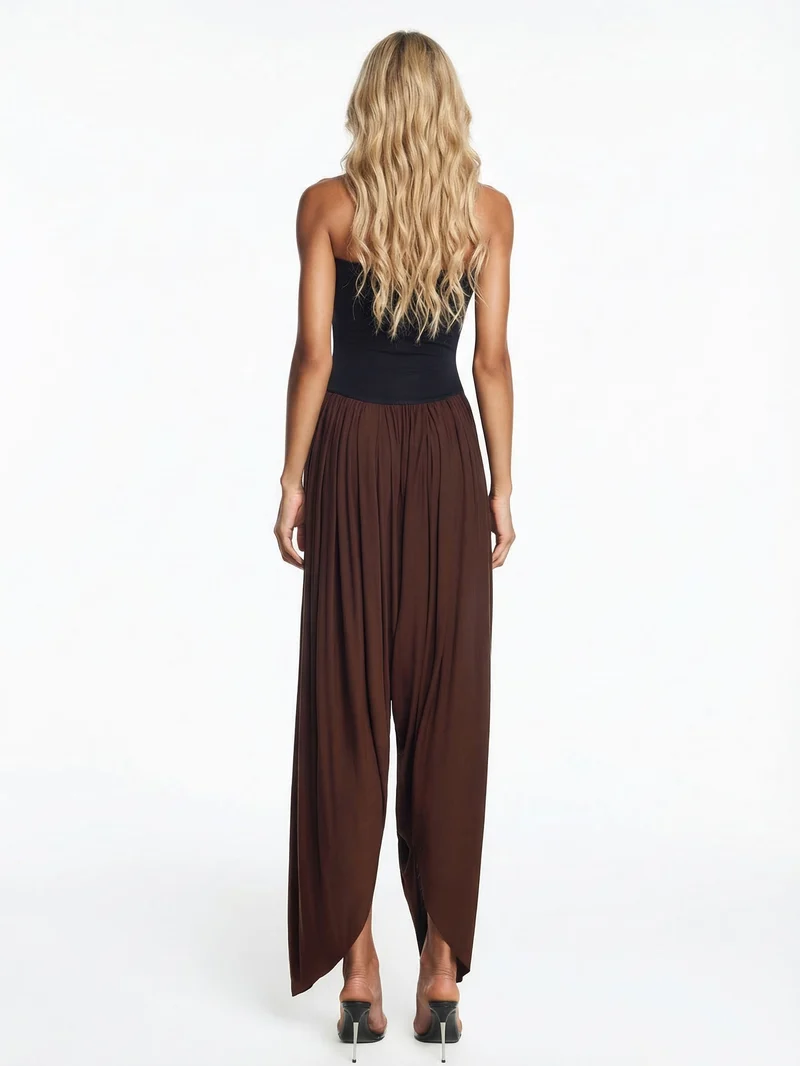 Strapless Pleated Harem Jumpsuit