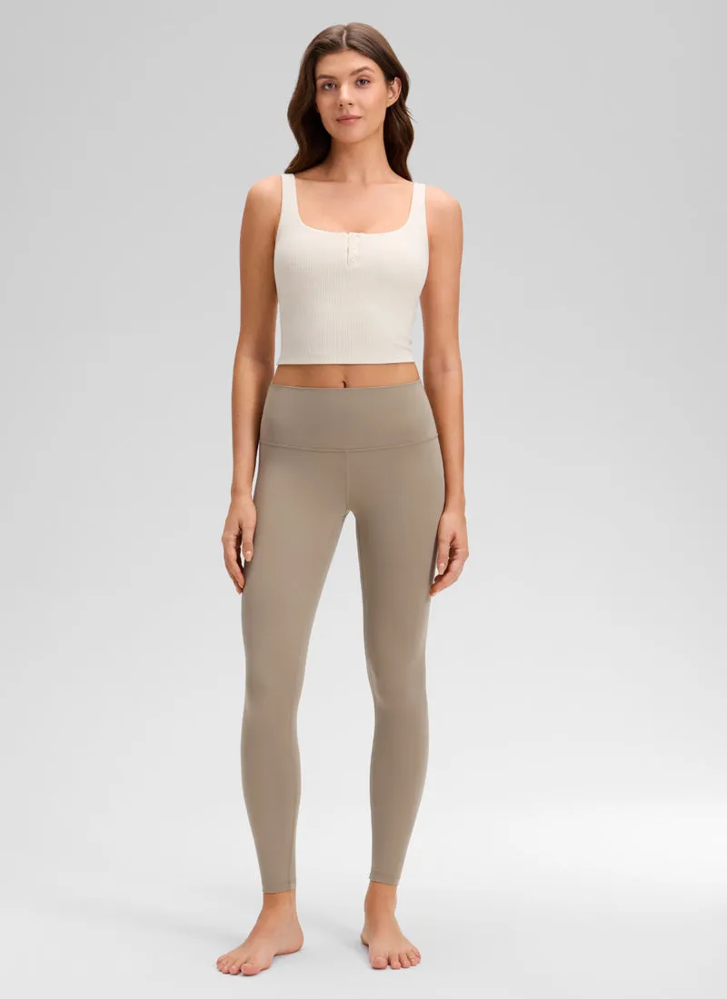 Ribbed Henley Neck Built in Bra Tank
