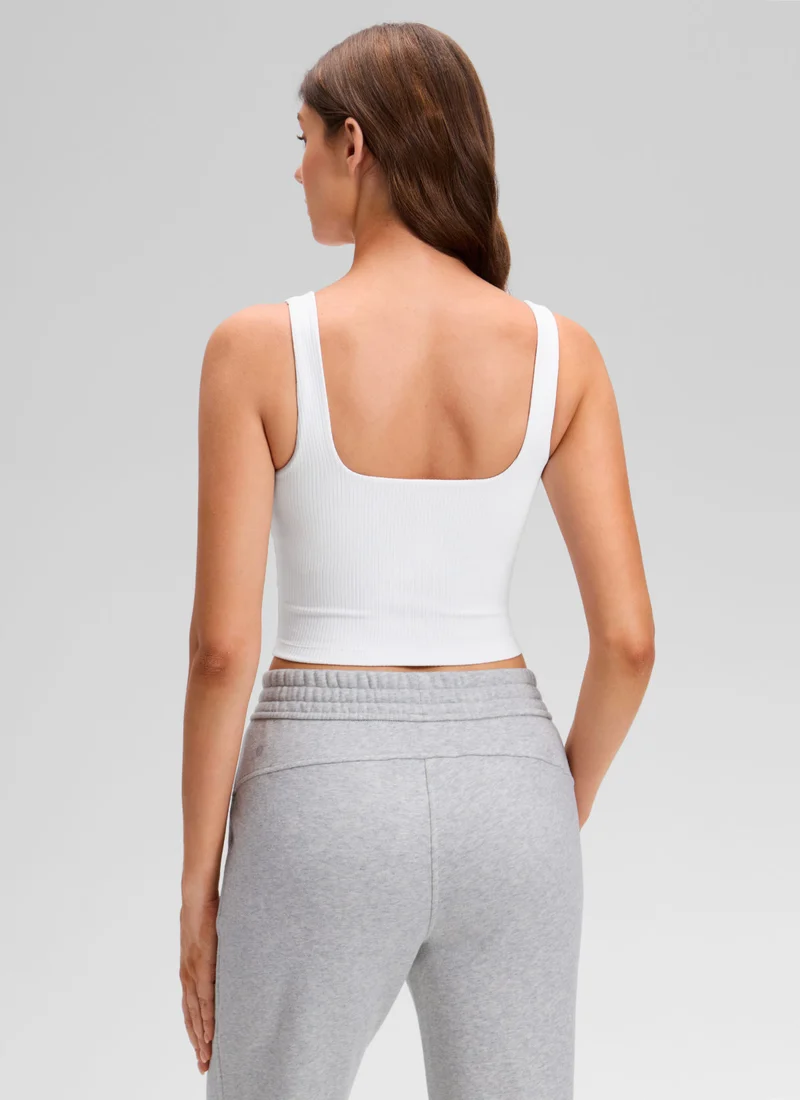 Ribbed Henley Neck Built in Bra Tank