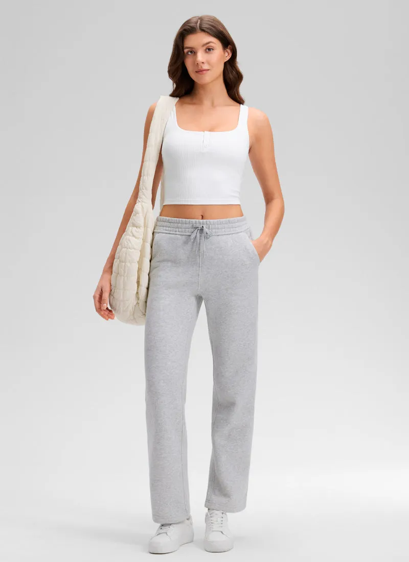 Ribbed Henley Neck Built in Bra Tank