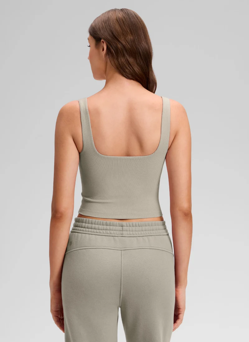 Ribbed Henley Neck Built in Bra Tank