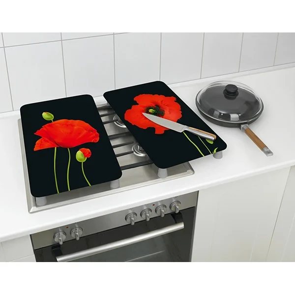 2 couvre-plaques protection motif coquelicots Wenko by Maximex