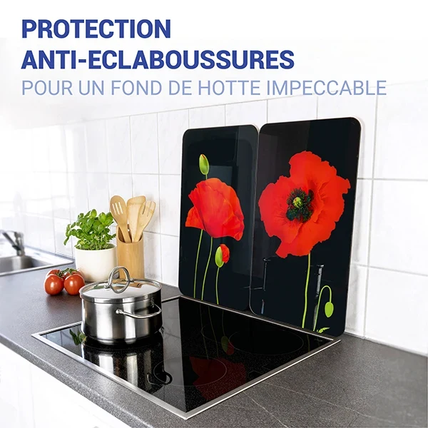 2 couvre-plaques protection motif coquelicots Wenko by Maximex