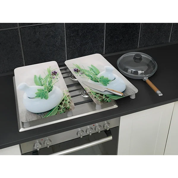 2 couvre-plaques protection motifs Jardin de fines herbes Wenko by Maximex