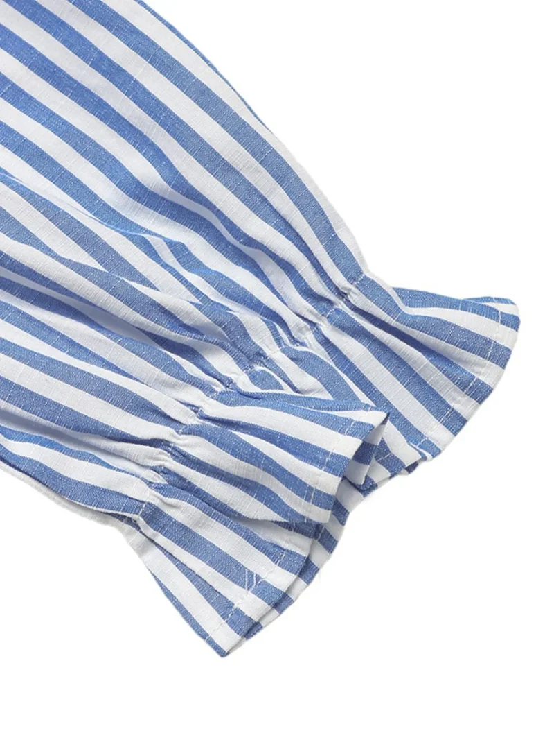 Robe chemise courte à rayures et manches mi-longues