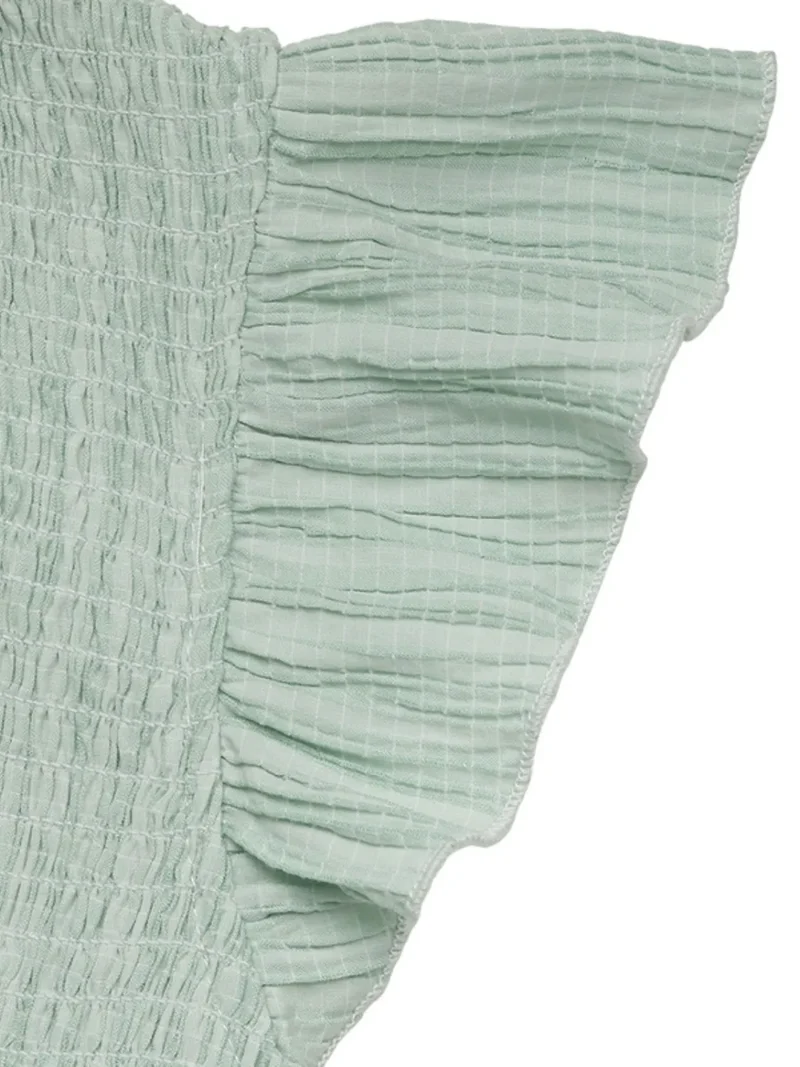 Robe à manches courtes et col en V à volants