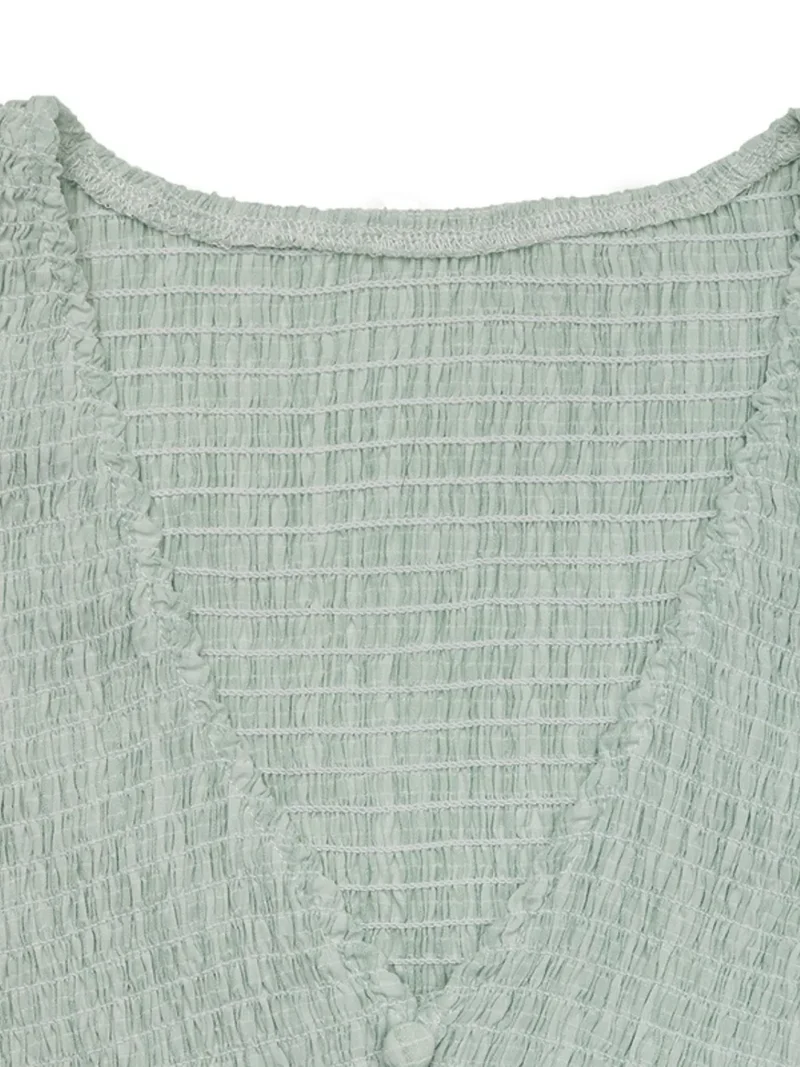 Robe à manches courtes et col en V à volants