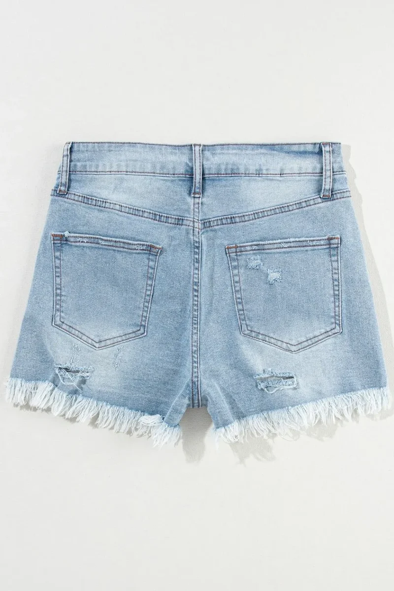 Short en jean taille haute à ourlet brut effet usé