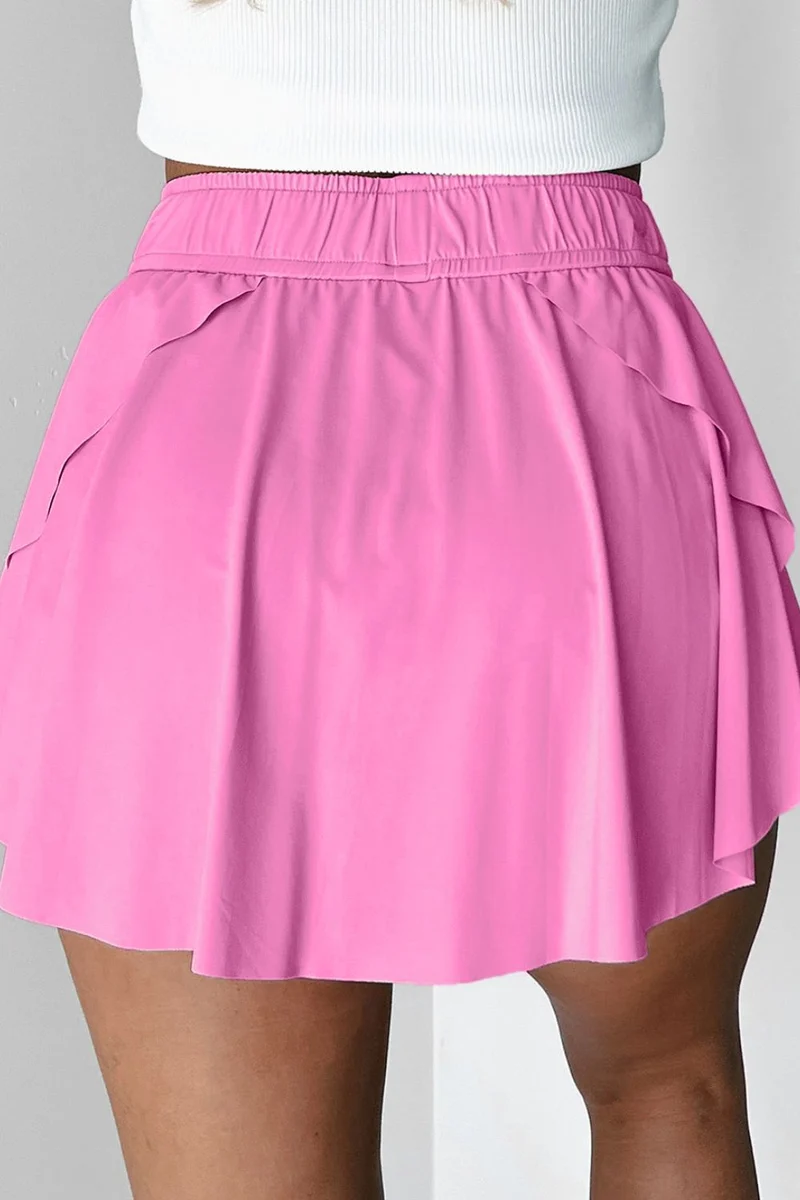 Jupe-short de sport doublée taille haute avec cordon de serrage