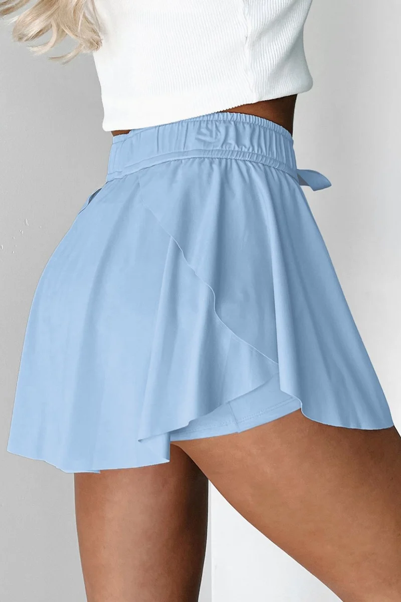 Jupe-short de sport doublée taille haute avec cordon de serrage