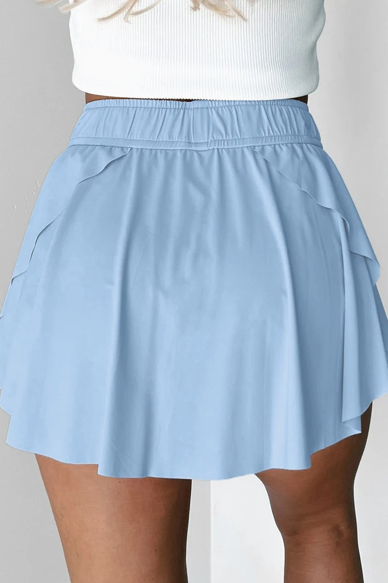 Jupe-short de sport doublée taille haute avec cordon de serrage