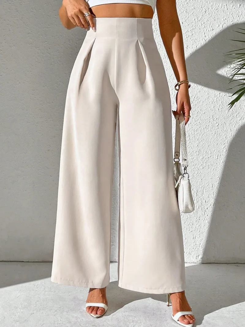 Pantalon large taille haute