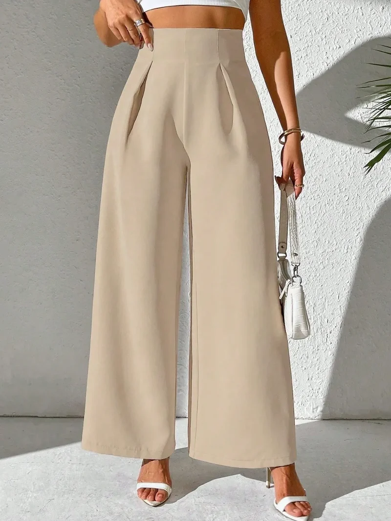 Pantalon large taille haute