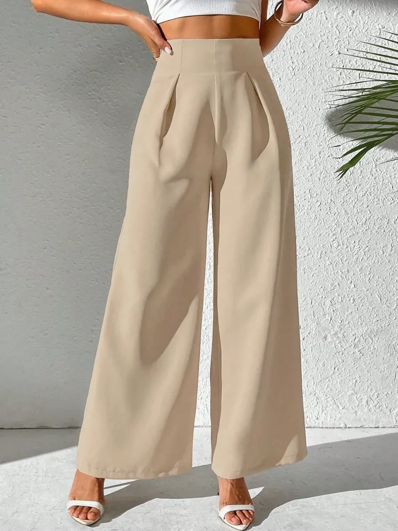 Pantalon large taille haute