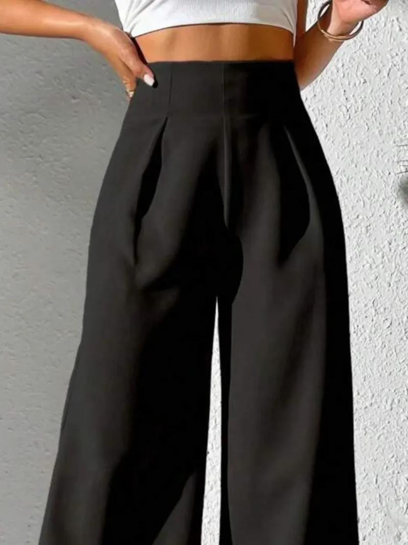 Pantalon large taille haute