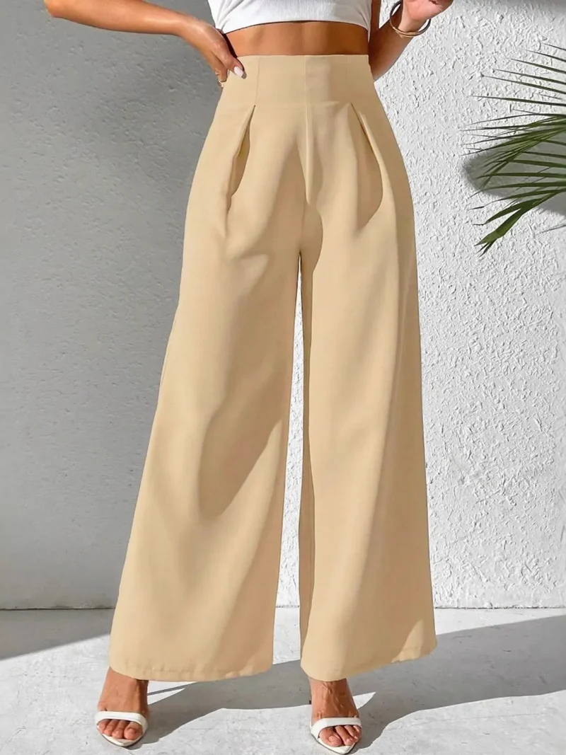 Pantalon large taille haute