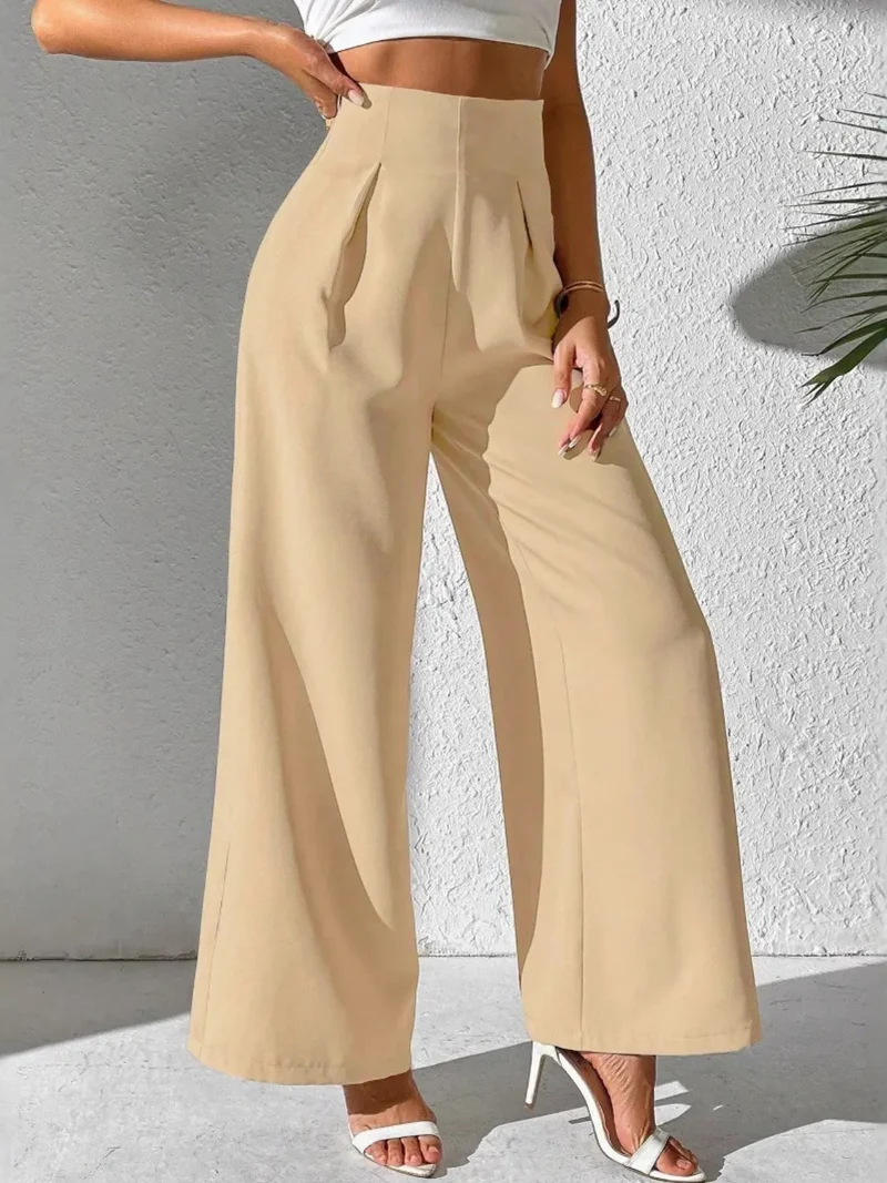 Pantalon large taille haute