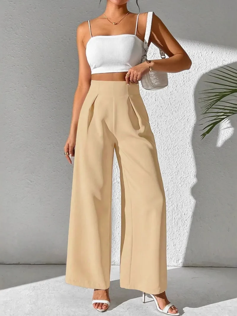 Pantalon large taille haute