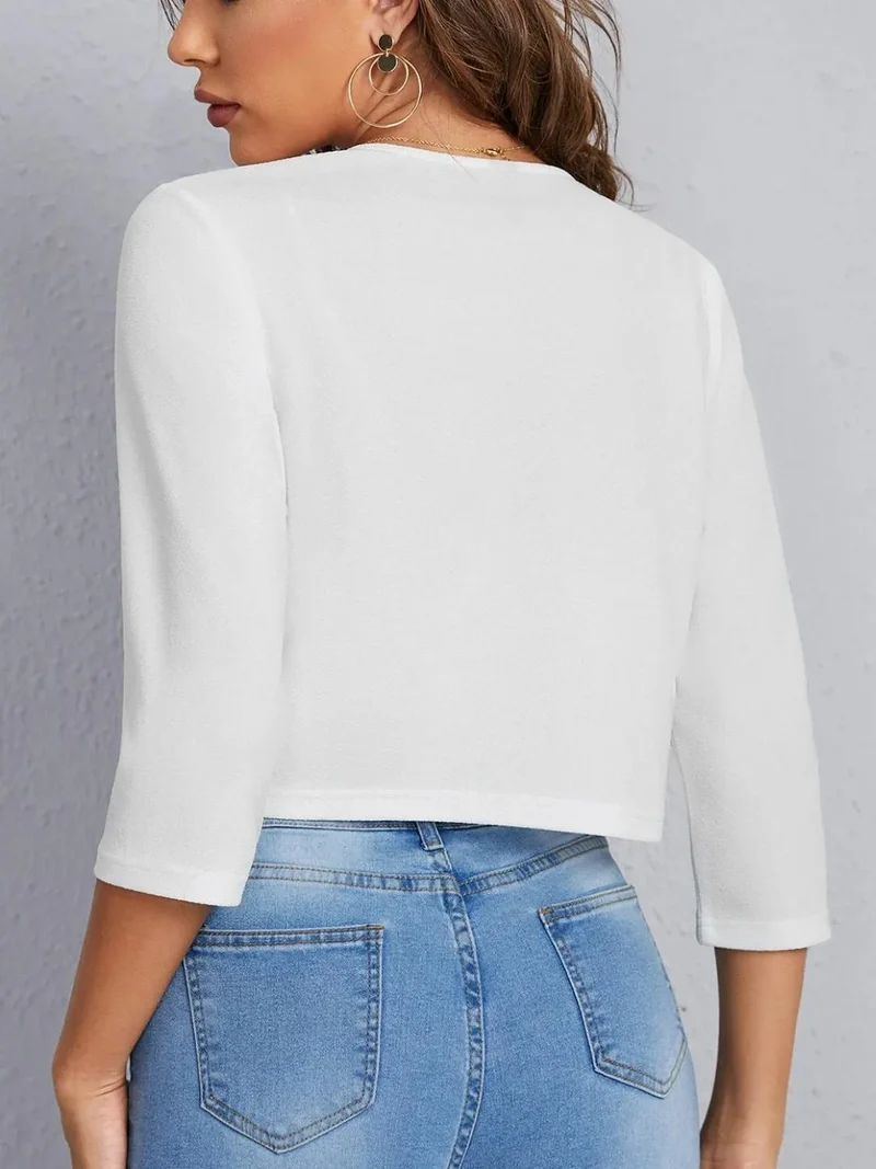 Blazer ouvert sur le devant à manches 3/4