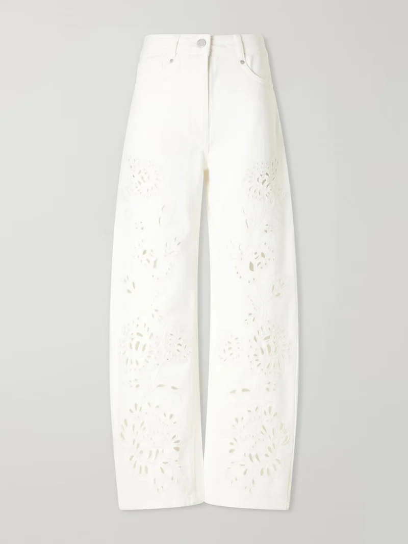 Exquisite Ruffle Tube Top & Eyelet Wide-Leg Pants Two-Piece Set